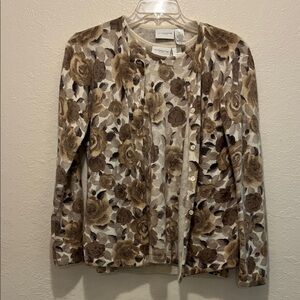 Vintage set Liz Claiborne Liz Sport Cardigan Sweater w sleeveless sweater Floral